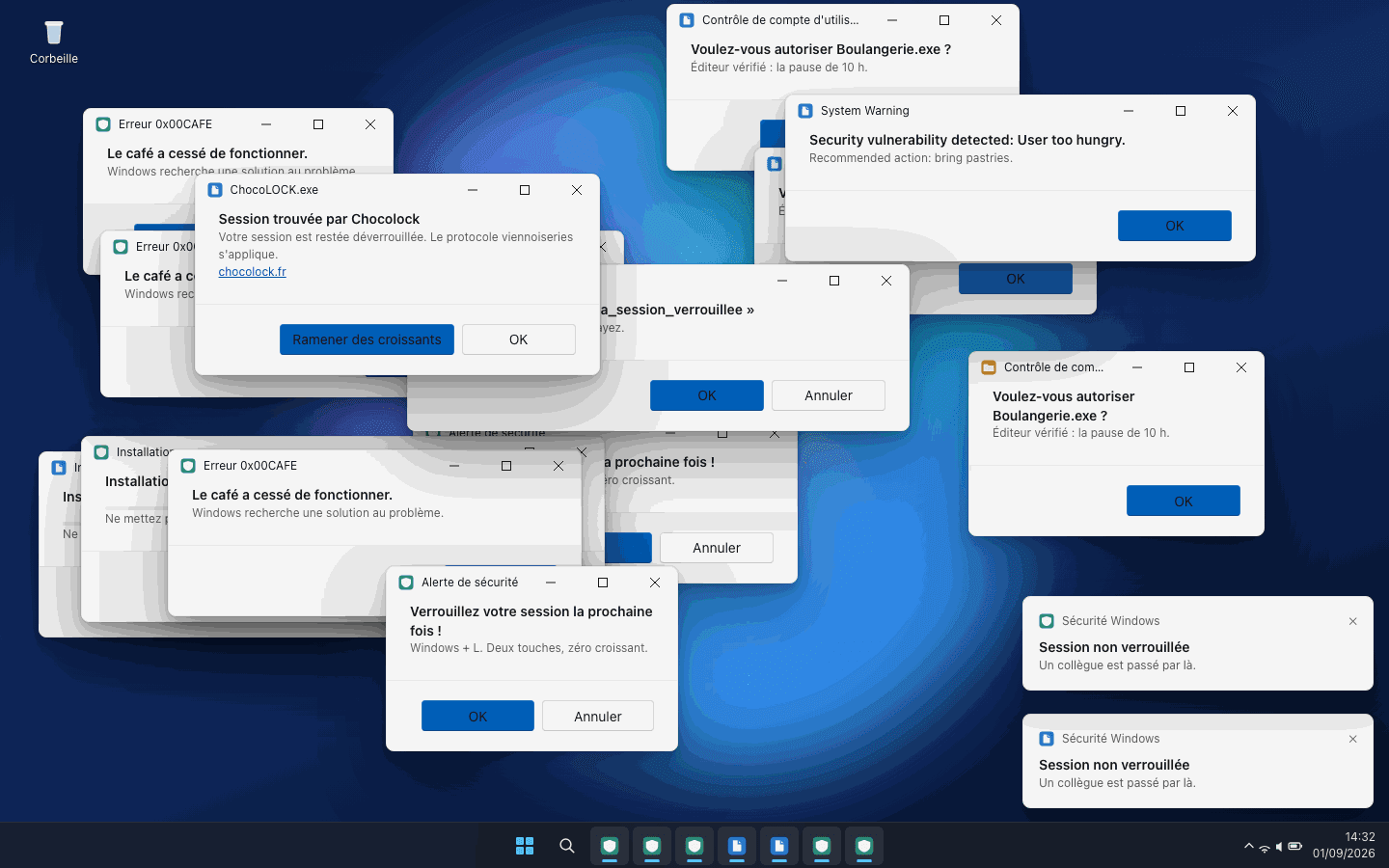 ChocoLOCK Ciblé, habillage spam de fenêtres Windows 11