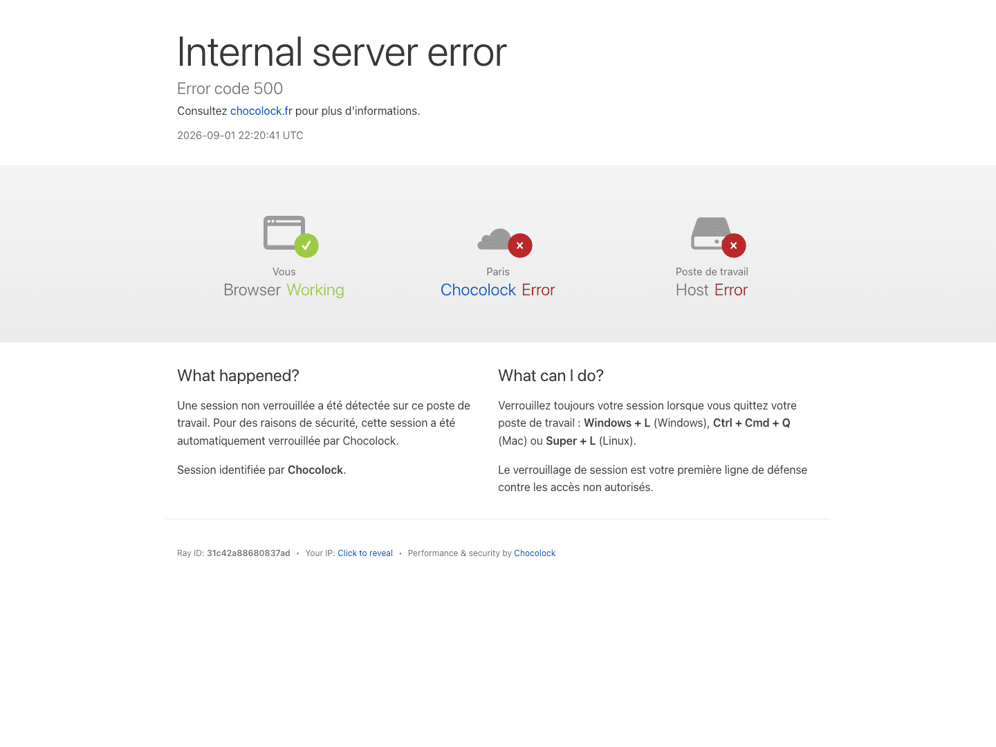 Fausse page « Internal server error » façon Cloudflare