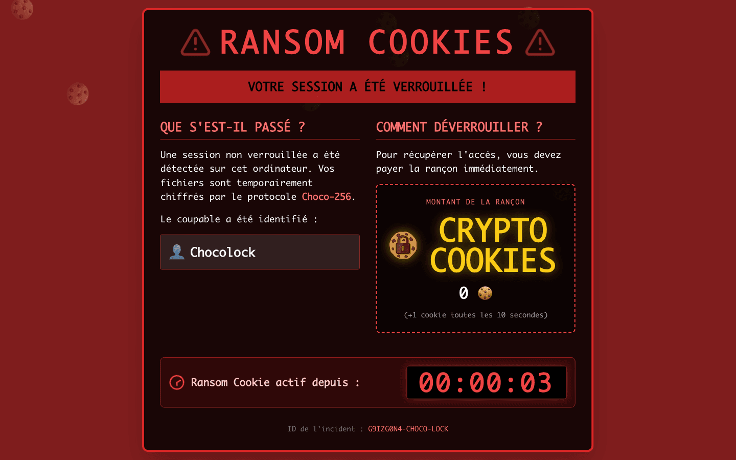 Fausse demande de rançon payable en cookies